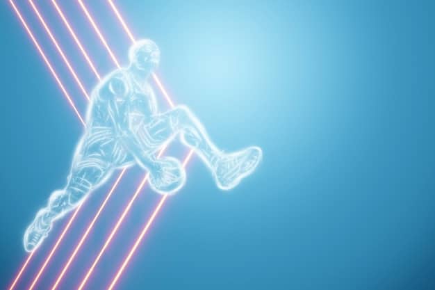 An athlete mid-stride on a track, with clear, strong muscle definition, framed by a soft glow symbolizing internal health and energy.
