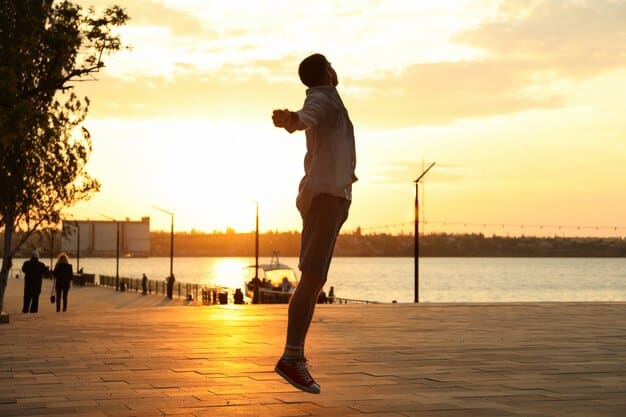 A person jogging outdoors at sunset, symbolizing a healthy lifestyle complementing omega-3 intake for heart health.