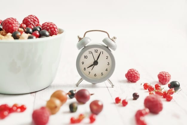 Close-up of a digital stopwatch showing 60 minutes, placed next to a small bowl of pre-workout oats with berries, symbolizing optimal timing.