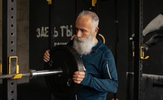 A man performing a heavy barbell squat in a professional gym, showcasing excellent form with weights loaded on the bar, emphasizing strength and foundational movements.