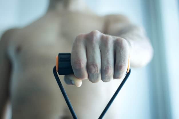 Detailed close-up of a weightlifter's hand gripping an incline dumbbell, showing proper thumb wrapping and neutral wrist position, with focus on technique.
