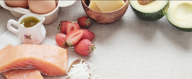 A vivid, close-up shot of a variety of protein sources on a rustic wooden table: a grilled chicken breast, a piece of cooked salmon, eggs, and a small bowl of lentils, symbolizing diverse protein options.