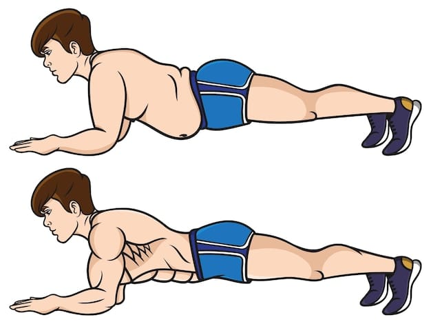 A man demonstrating proper form for a standard push-up, his body in a straight line from head to heels, emphasizing core engagement and controlled movement.