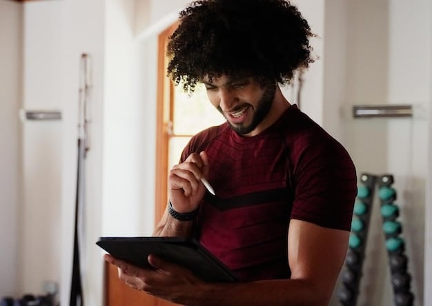 A person excitedly ticking off a completed workout on a simple log sheet, showing a sense of accomplishment and consistent progress tracking.